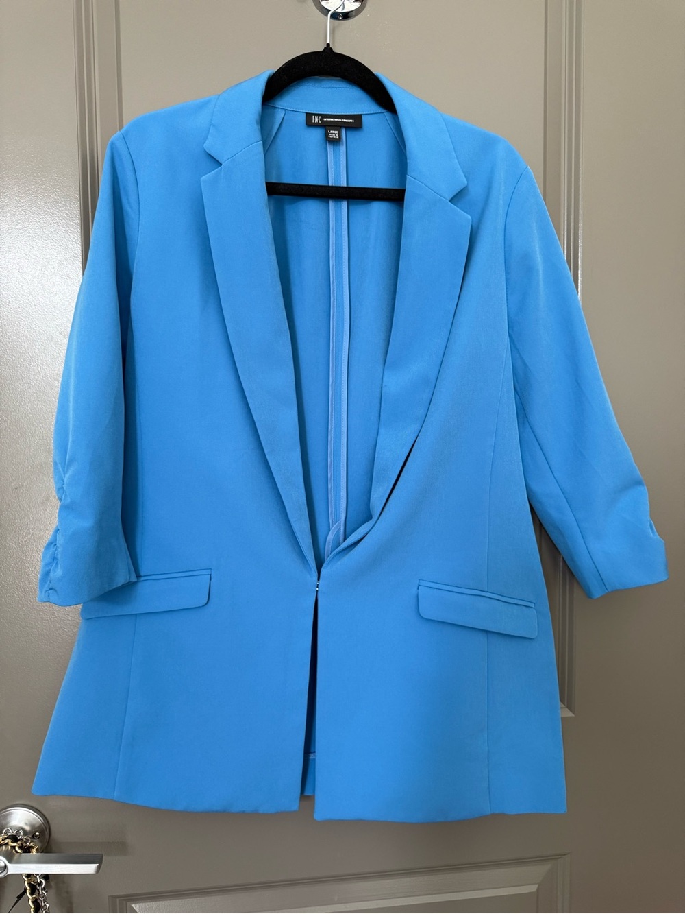 INC International Concepts Bright Blue Open-Front Blazer
